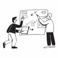 2D minimalize icon as Business leaders collaborating on strategy development concept as A icon illustration of business leaders collaborating on strategy development using digi Dynamics vector