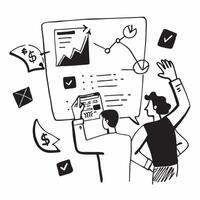 2D minimalize icon as Project manager leading a hybrid meeting concept as A icon illustration of a project manager leading a hybrid meeting with onsite and remote participants Dynamics vector