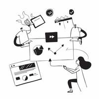 2D minimalize icon as Remote team collaborating on a software development project concept as A icon illustration of a remote team collaborating on a software development projec Dynamics vector