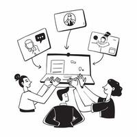 2D minimalize icon as Sales team collaborating in a virtual meeting concept as A icon illustration of a sales team collaborating in a virtual meeting using conferencing a Dynamics vector