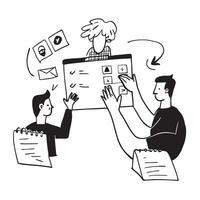 2D minimalize icon as Project manager leading a hybrid meeting concept as A icon illustration of a project manager leading a hybrid meeting with onsite and remote participants Dynamics Set 3 vector