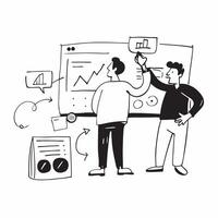 2D minimalize icon as Stock market analyst using big data for analysis concept as A icon illustration of a stock market analyst using big data on a computer for stock market an Dynamics vector