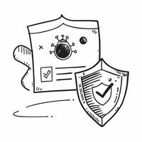 2D icon as Antivirus protection icon with a shield and virus symbol concept as icon illustration of an antivirus protection icon with a shield and virus symbol emphasizing the Dynamics vector