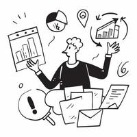 2D minimalize icon as Venture capitalist evaluating startup pitches concept as A icon illustration of a venture capitalist evaluating startup pitches with financial graphs and Dynamics vector
