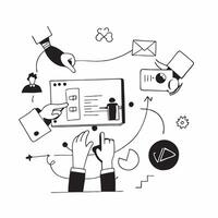 2D minimalize icon as Team collaborating in a modern office space concept as A icon illustration of a team collaborating in a modern office space using digital tools and techno Dynamics vector