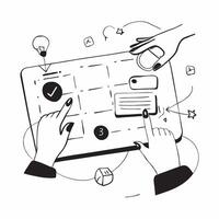 2D minimalize icon as Virtual team collaborating on a digital platform concept as A icon illustration of a virtual team collaborating on a digital platform highlighting remote Dynamics vector