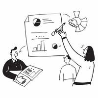 2D icon as CFO evaluating financial risk in a strategy meeting concept as A icon illustration of a CFO evaluating financial risk in a strategy meeting with charts and documents Dynamics vector