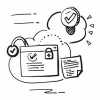 2D icon as Cloud security icon with a lock concept as icon illustration of a cloud security icon with a lock emphasizing the importance of protecting cloud stored data in cyber Dynamics vector