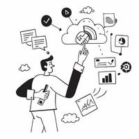 2D icon as Financial analyst using cloud computing for financial data analysis concept as A icon illustration of a financial analyst using cloud computing technology for financ Dynamics vector
