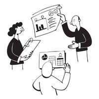 2D icon as Financial advisor reviewing retirement plans concept as A icon illustration of a financial advisor reviewing retirement plans with clients using documents and charts Dynamics vector