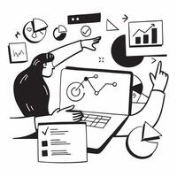 2D icon as Financial analyst working with financial graphs and charts concept as A icon illustration of a financial analyst working on a laptop with financial graphs and charts Dynamics vector