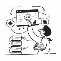 2D icon as Financial analyst using blockchain for secure transactions concept as A icon illustration of a financial analyst using blockchain technology on a computer for secure Dynamics vector