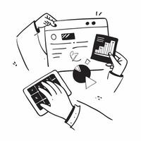 2D icon as Financial planner using digital tools for budgeting concept as A icon illustration of a financial planner using digital tools on a tablet for budgeting and financial Dynamics vector