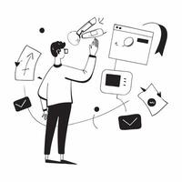 2D icon as Financial consultant using virtual reality for financial planning concept as A icon illustration of a financial consultant using virtual reality technology for finan Dynamics vector