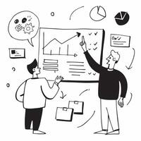 2D icon as Financial consultant leading a financial literacy workshop concept as A icon illustration of a financial consultant leading a financial literacy workshop using chart Dynamics vector