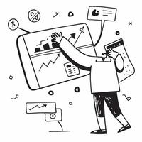 2D icon as Financial researcher developing predictive models concept as A icon illustration of a financial researcher developing predictive models on a computer highlighting in Dynamics vector