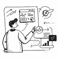 2D icon as Financial planner using machine learning for financial forecasting concept as A icon illustration of a financial planner using machine learning technology for financ Dynamics vector