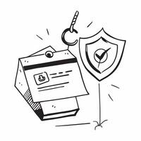 2D icon as Phishing protection icon with a hook and shield concept as icon illustration of a phishing protection icon with a hook and shield emphasizing the need to guard again Dynamics vector