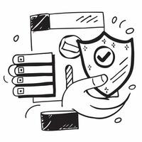 2D icon as Secure transaction icon with a hand and shield concept as icon illustration of a secure transaction icon with a hand and shield emphasizing the protection of online Dynamics vector