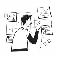 2D icon as Stock trader monitoring live stock prices concept as A icon illustration of a stock trader monitoring live stock prices on multiple screens emphasizing real time dat Dynamics vector