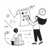 2D icon as Venture capitalist evaluating startup pitches concept as A icon illustration of a venture capitalist evaluating startup pitches with financial graphs and documents s Dynamics vector