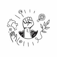 Activist with climate protest concept as An activists profile blended with a climate protest symbolizing hope and action for a sustainable future Ideal for activism and environmen Dynamics vector