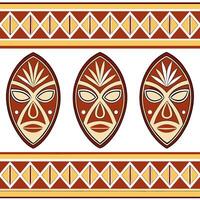 African tribal borders and masks seamless tile pattern with earthy tones and bold patterns for cultural decor concept as Earthy toned African tribal borders and bold mask patterns Dynamics vector