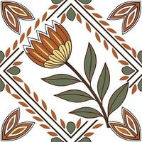 African Floral Tribal seamless tile pattern with earthy tones and bold prints for cultural home decor concept as Earthy toned African florals and bold tribal prints arranged seamle Dynamics vector