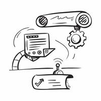 AI automation and industrial robot concept as An AI automation icon paired with an industrial robot symbolizing the role of AI in automating industrial tasks ideal for isolated vec Dynamics vector