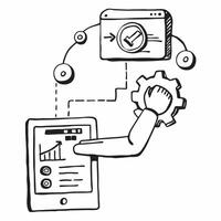 AI control system and industrial automation concept as An AI control system icon paired with an industrial automation icon representing the integration of AI in controlling automat Dynamics vector
