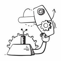 AI machine learning and production optimization concept as An AI machine learning icon paired with a production optimization icon representing the use of AI in enhancing production Dynamics vector
