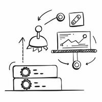 AI predictive analytics and manufacturing output concept as An AI predictive analytics icon paired with a manufacturing output icon representing the role of AI in forecasting manuf Dynamics vector