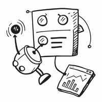 AI robot and marketing chart concept as An AI robot icon paired with a marketing chart symbolizing the integration of artificial intelligence in marketing analytics ideal for isola Dynamics vector