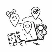 AI route planner and family vacation concept as An AI route planner icon paired with a family vacation icon representing the use of AI in planning and optimizing family holiday rou Dynamics vector