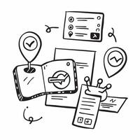 AI travel assistant and vacation plan concept as An AI travel assistant icon paired with a vacation plan icon representing the integration of AI in planning and optimizing vacation Dynamics vector