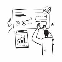 Analyst with vendor rating system concept as An analysts profile blended with a vendor rating system symbolizing the systematic approach to vendor evaluation Ideal for business an Dynamics vector