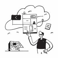 Architect with AI design software concept as An architects profile blended with AI design software representing AIs role in architectural design and innovation Ideal for architect Dynamics vector