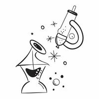 Atom and Microscope with Science Wording concept as A vibrant illustration of an atom and a microscope symbolizing science and research The word Science is prominently displayed e Dynamics vector
