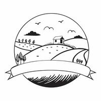 Autumn countryside with rolling hills and farms concept as A picturesque autumn countryside scene with rolling hills and farms under a clear sky providing a clean and festive backg Dynamics vector