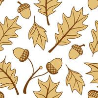 Autumn harvest seamless pattern with golden leaves and acorn clusters for an elegant seasonal design concept as Elegant autumn harvest pattern featuring golden leaves and acorn clu Dynamics vector