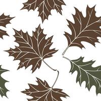 Autumn leaves seamless pattern with textured surfaces and deep brown and green tones for an earthy rustic look concept as Earthy autumn leaves pattern with textured surfaces and br Dynamics vector