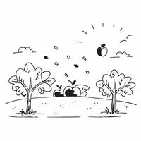Autumn orchard with ripe apples concept as A picturesque autumn orchard with ripe apples under a clear sky capturing the essence of Thanksgiving perfect for business presentations Dynamics vector