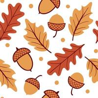 Autumn seamless pattern with acorns oak leaves and warm autumn colors for a natural woodland design concept as Woodland autumn pattern with acorns oak leaves and warm colors perfec Dynamics vector