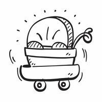 Baby carriage icon with copy space on a white background concept as A icon image of a baby carriage icon with generous copy space on a white background ideal for baby transport a Dynamics Set 2 vector