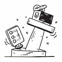 Balance board and cash register concept as A balance board and a cash register combining balance training with financial transactions ideal for clean and isolated icon designs i Dynamics vector