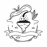 Barista with river landscape concept as A baristas profile blended with a river landscape symbolizing the flow and freshness of natural elements in coffee making Perfect for coffe Dynamics vector