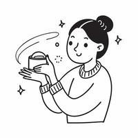 Beauty ambassador using a mockup body lotion concept as A beauty ambassador uses a mockup body lotion highlighting its moisturizing and soothing properties Ideal for skincare and Dynamics vector