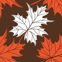 Bold autumn seamless pattern with vibrant red and orange leaves against a deep brown background for dramatic effect concept as Dramatic autumn pattern with bold red and orange leav Dynamics vector