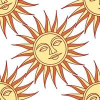 Bold spring sunshine seamless pattern with dramatic sun rays and intense warm hues for striking designs concept as Striking spring sunshine pattern with bold sun rays and warm hues Dynamics vector