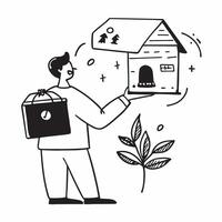 Brand ambassador showcasing a mockup eco friendly house for sale concept as A brand ambassador showcases a mockup eco friendly house for sale focusing on sustainable features and g Dynamics vector